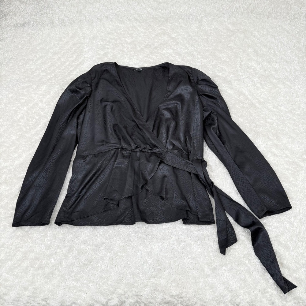 Express Women's XS Black Wrap Top Witchy Gothic Whimsigoth Emo Punk